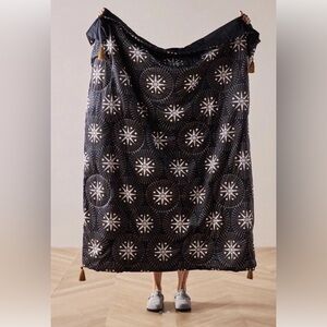 Anthropologie Starry Night Black Velveteen Throw